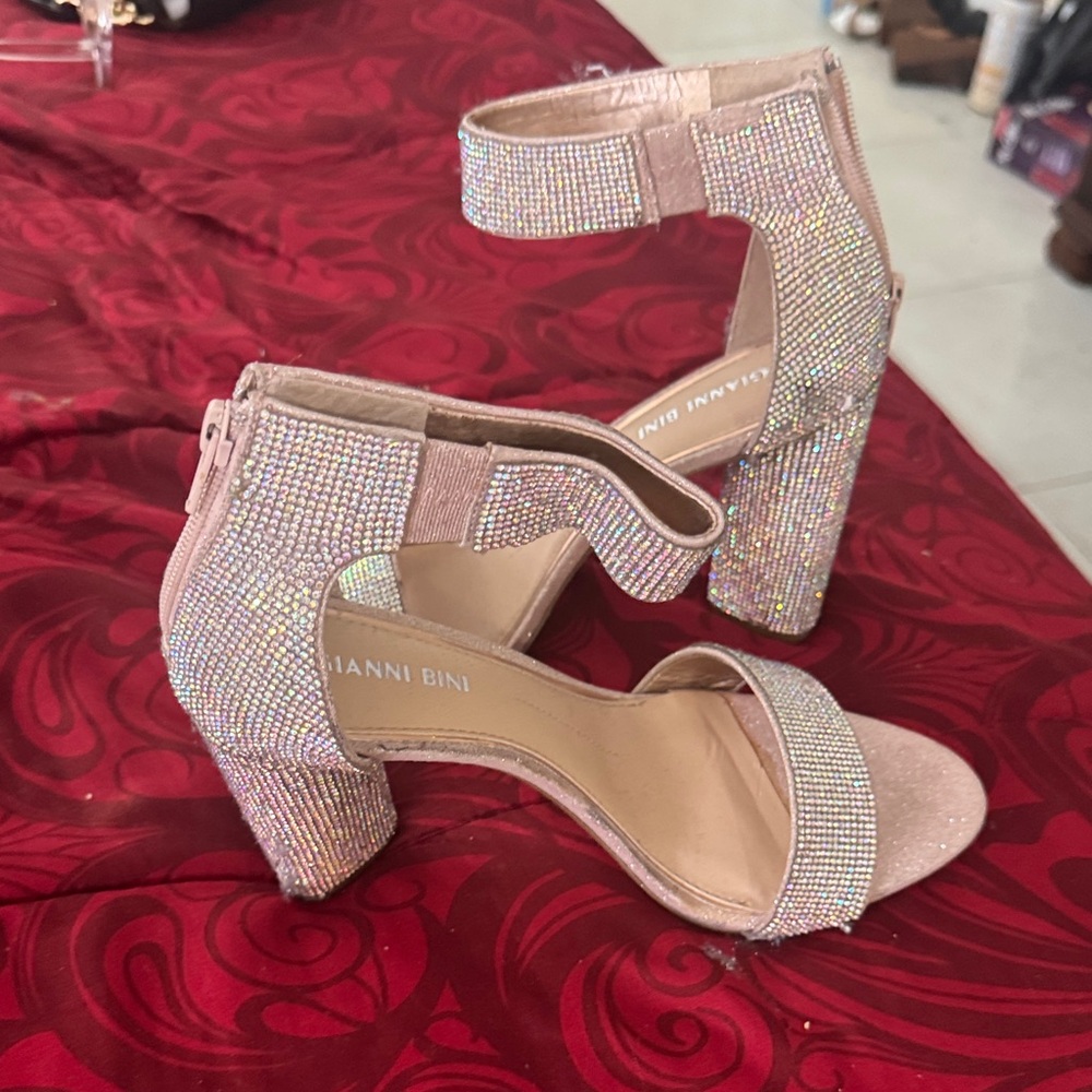 Gianni Bini Blush Rhinestone Block Heels